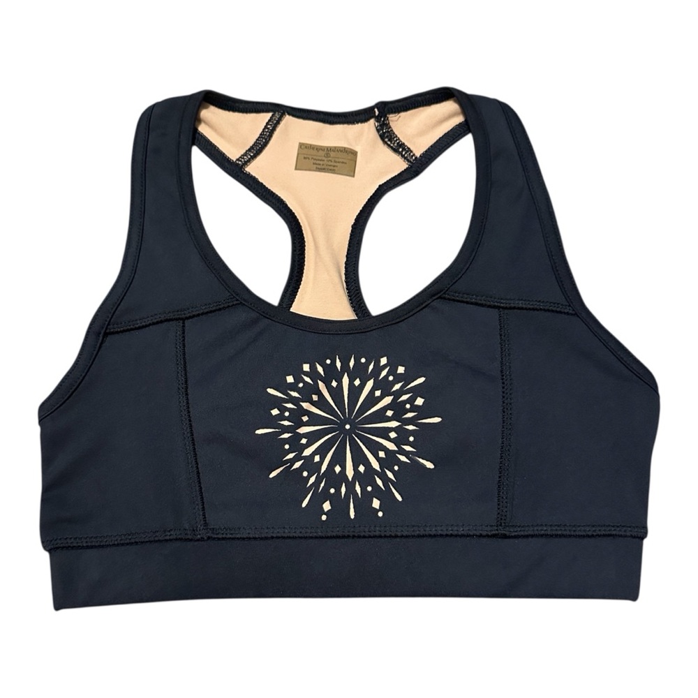 Catherine Malandrino Black Racerback Sports Bra Firework Print Size Small